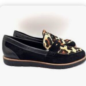 Vaneli Black and Leopard Print Loafers